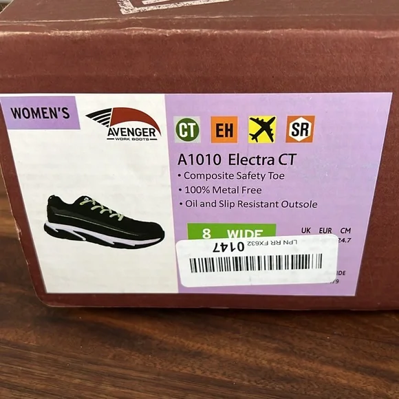 Avenger Black and Green Safety Toe Work Sneakers‎ Women’s 8 Wide - Picture 11 of 11